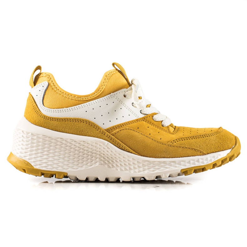 Goodin Sneakers in pelle alla moda bianca giallo