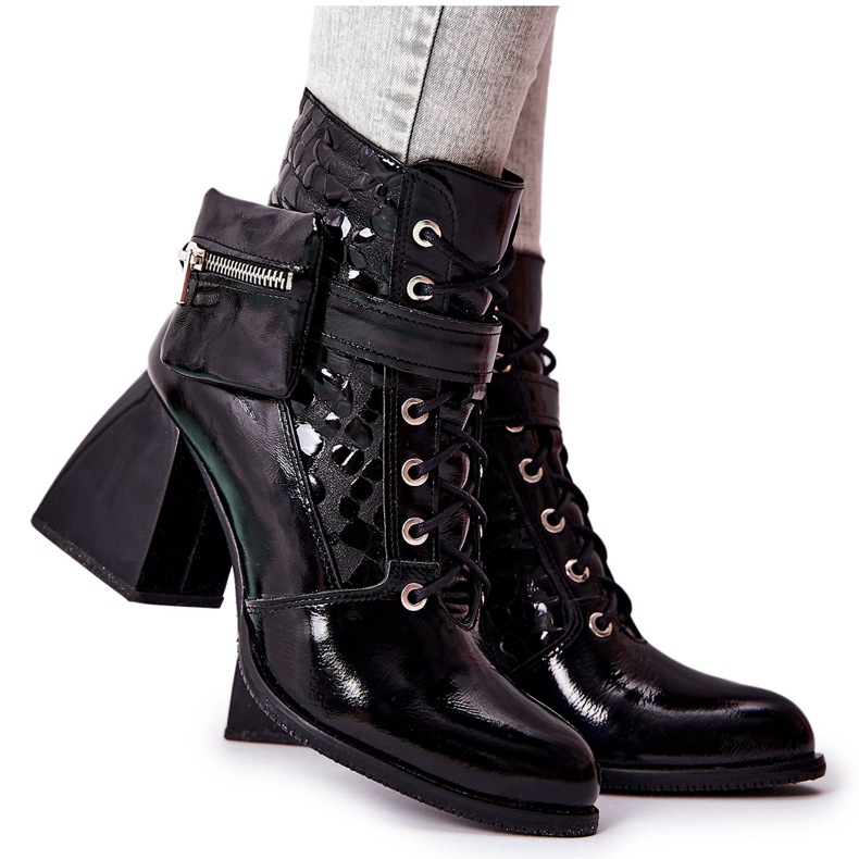 PF1 Stivali In Pelle Con Rene Nero Cannie