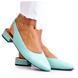 PA2 Ballerina Noreen verde all'aperto in pelle con tacco alto