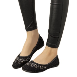 Ballerine in pizzo rosa con zirconi East Side nero