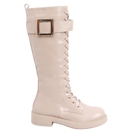 Stivali stringati Naomi Khaki beige