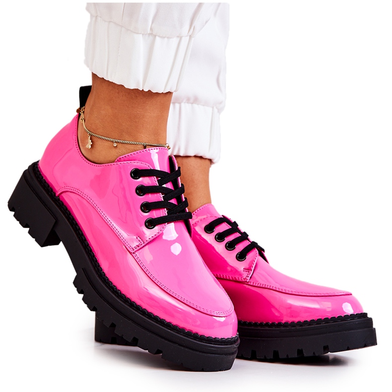 PL5 Scarpe stringate laccate La.Fi Black Joselin rosa