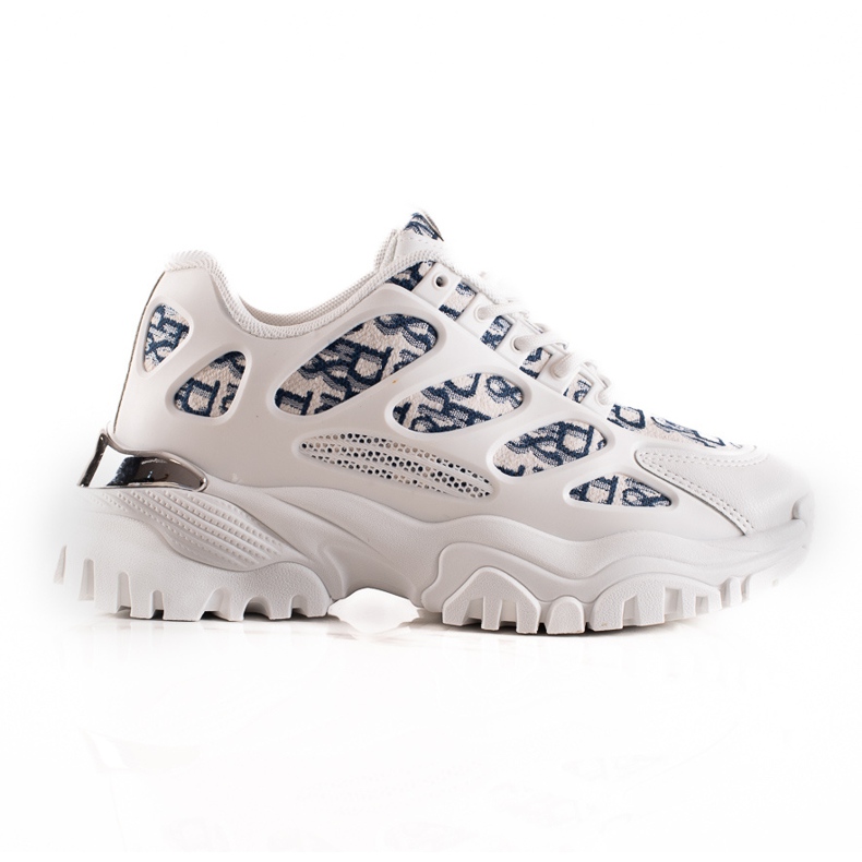 TRENDI Sneakers bianche sulla piattaforma bianca