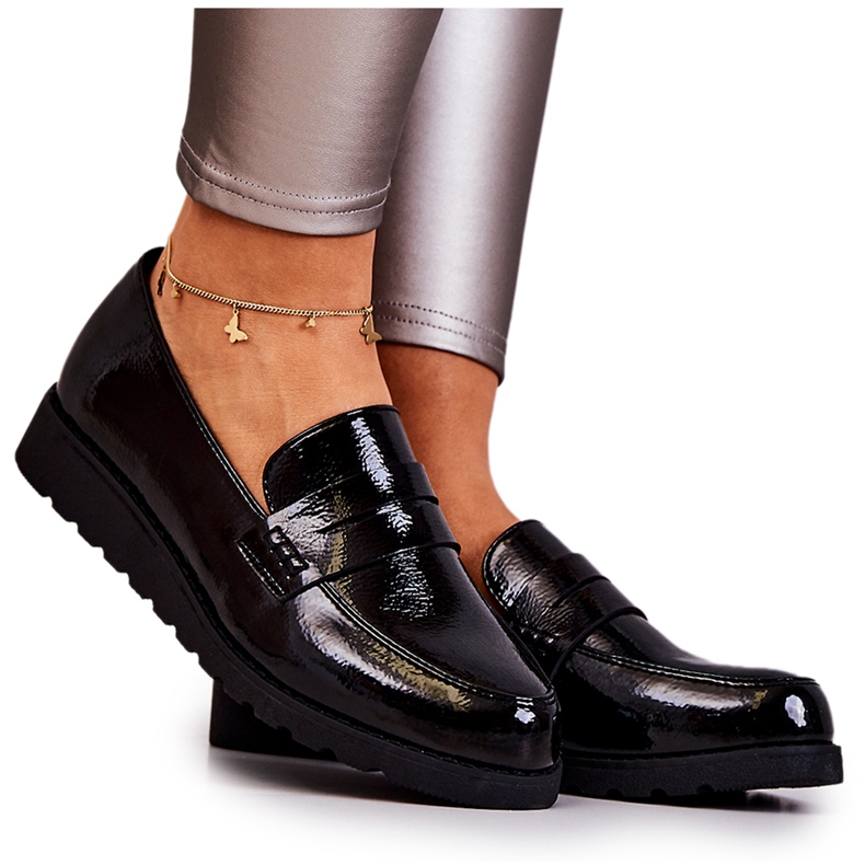 PL5 Mocassini con zeppa laccati La.Fi Black Alannah nero