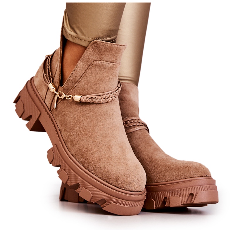 PS1 Stivali Da Lavoro In Pelle Scamosciata Con Righe Beige Moriah marrone