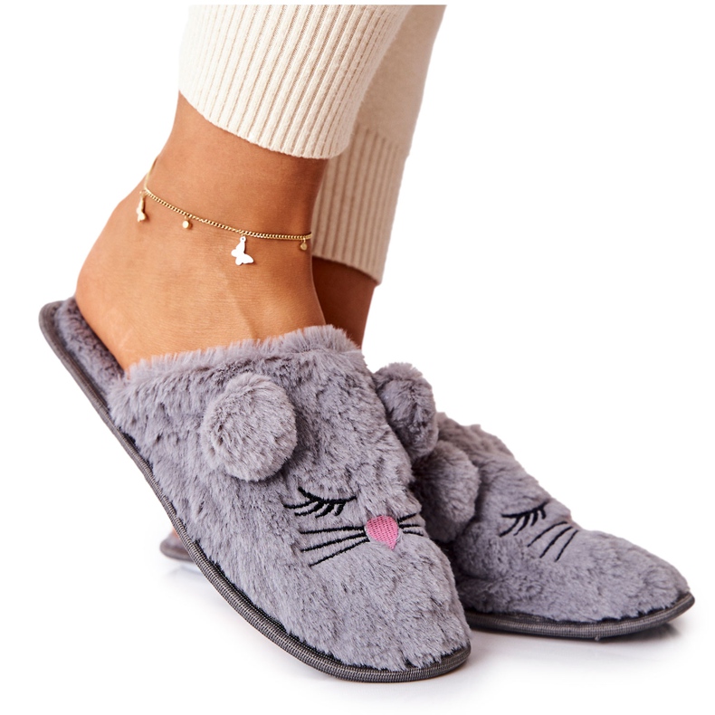 PE1 Pantofole Morbide Mouse Con Orecchie Luise Grigie grigio