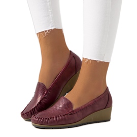 Mocassini bordeaux sulla zeppa Rua rosso multicolore
