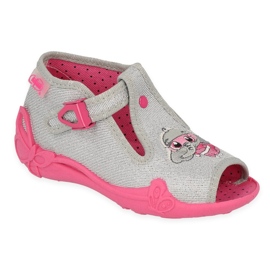 Scarpe per bambini Befado 213P136 rosa argento grigio