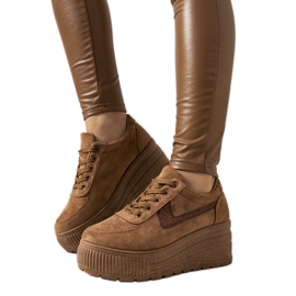 Sneakers marroni con suola botanica alta marrone