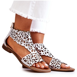Lewski Shoes Sandali Traforati in Pelle Lewski 2699/2 Argento d'argento