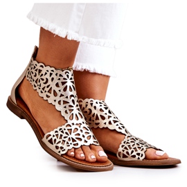 Lewski Shoes Sandali in pelle traforati Lewski 2699/2 Golden d'oro