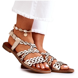 Lewski Shoes Sandali in pelle traforati Lewski 3022 Golden d'oro