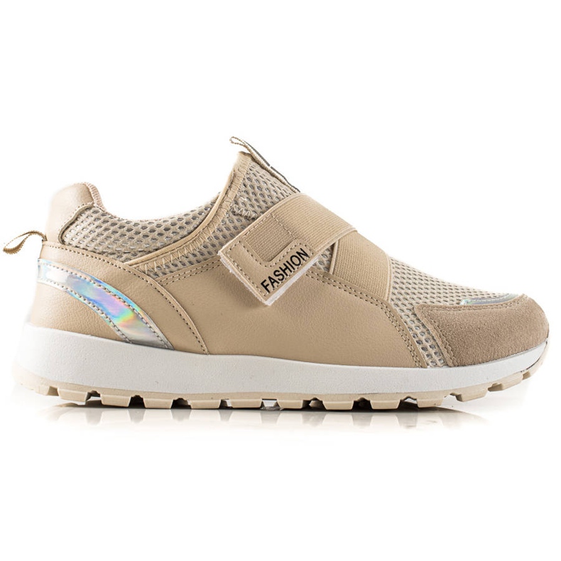 TRENDI Sneakers alla moda in velcro beige marrone