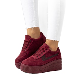 Sneakers bordeaux con suola alta Botanical rosso