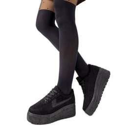 Sneakers nere su suola botanica alta nero