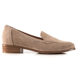 Vinceza Scarpe in camoscio traforate beige