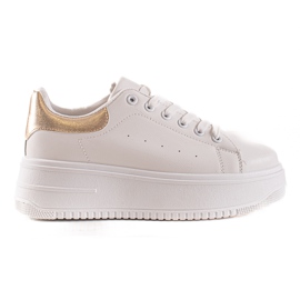 Fashion Sneakers alla moda sulla piattaforma bianco d'oro