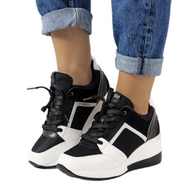 Sneakers bianche e nere sulla zeppa Lockett bianco nero