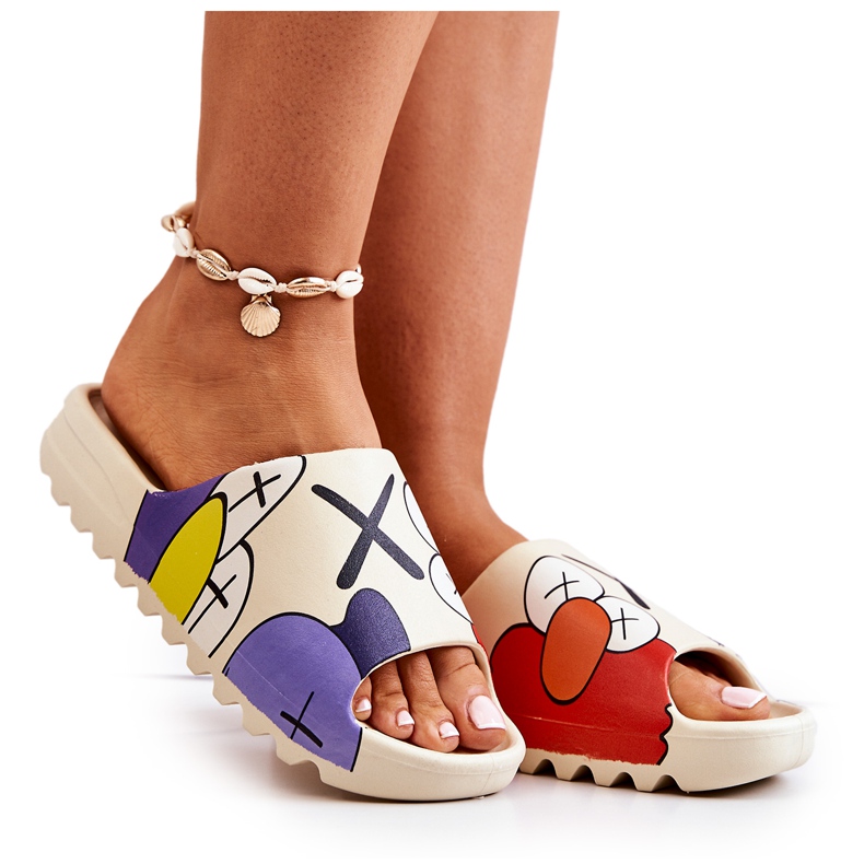 PS1 Pantofole di gomma stampate Mostri beige