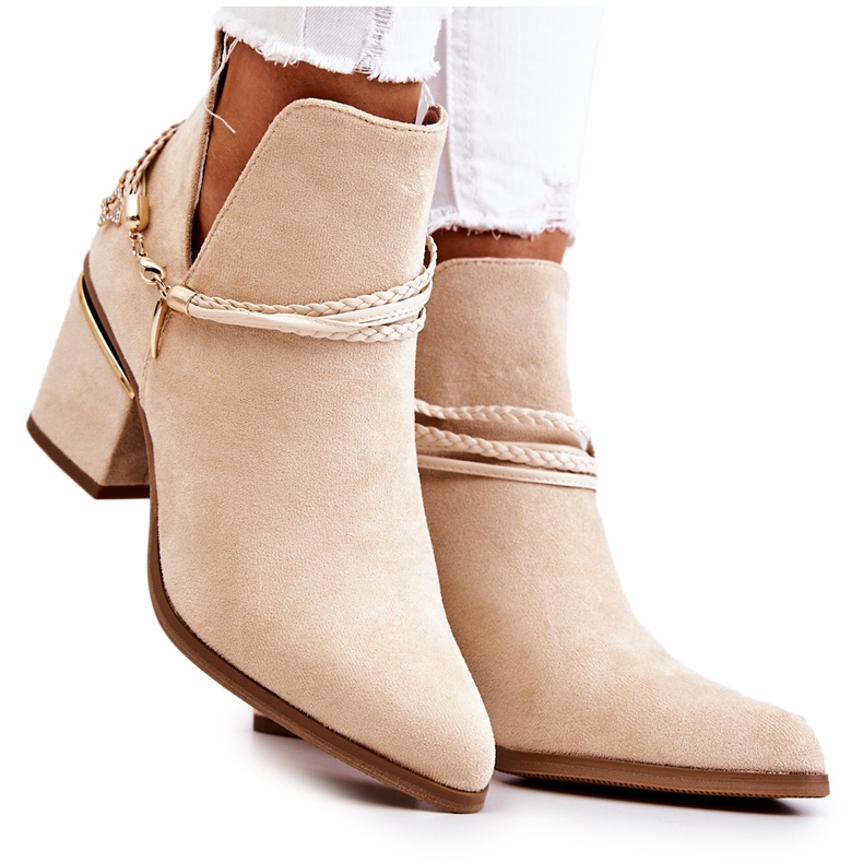 PS1 Stivali Inessa In Pelle Scamosciata Beige Con Righe