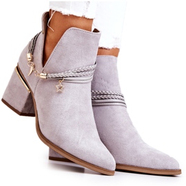 PS1 Stivali Inessa Da Cowboy In Pelle Scamosciata Grigio Con Righe