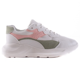 TRENDI Scarpe da ginnastica bianche casual bianco rosa verde