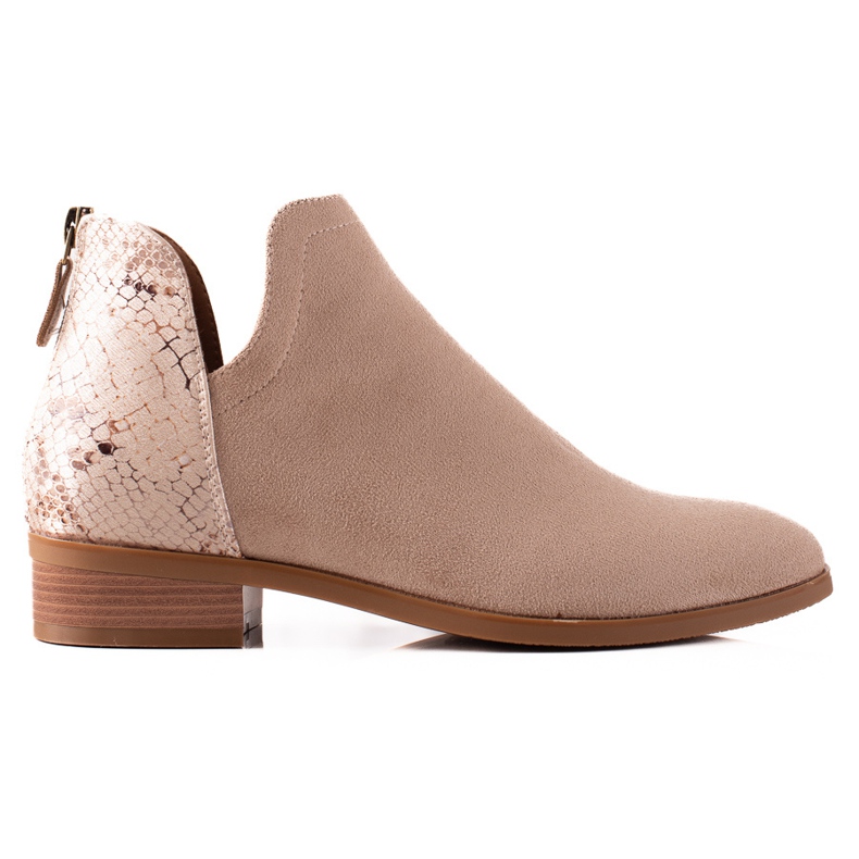 Vinceza Stivali beige con un VICEZA ritagliato marrone