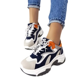 PA1 Sneakers con suola alta blu navy di Monica bianca arancia grigio