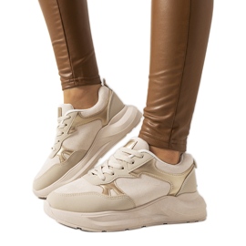 Sneakers beige con accenti Davis dorati