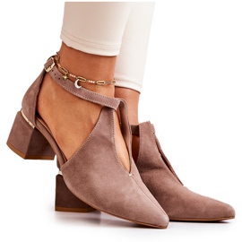 Décolleté In Pelle Scamosciata Sul Tacco Laura Messi 2309 Beige