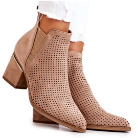PS1 Stivali da cowboy in pelle scamosciata traforati Helloni beige scuro