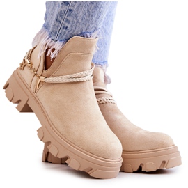 PS1 Stivali Da Lavoro In Pelle Scamosciata Con Strisce Moriah Beige Chiaro