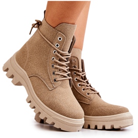 PS1 Stivali in suede beige scuro con allacciatura Hurricane