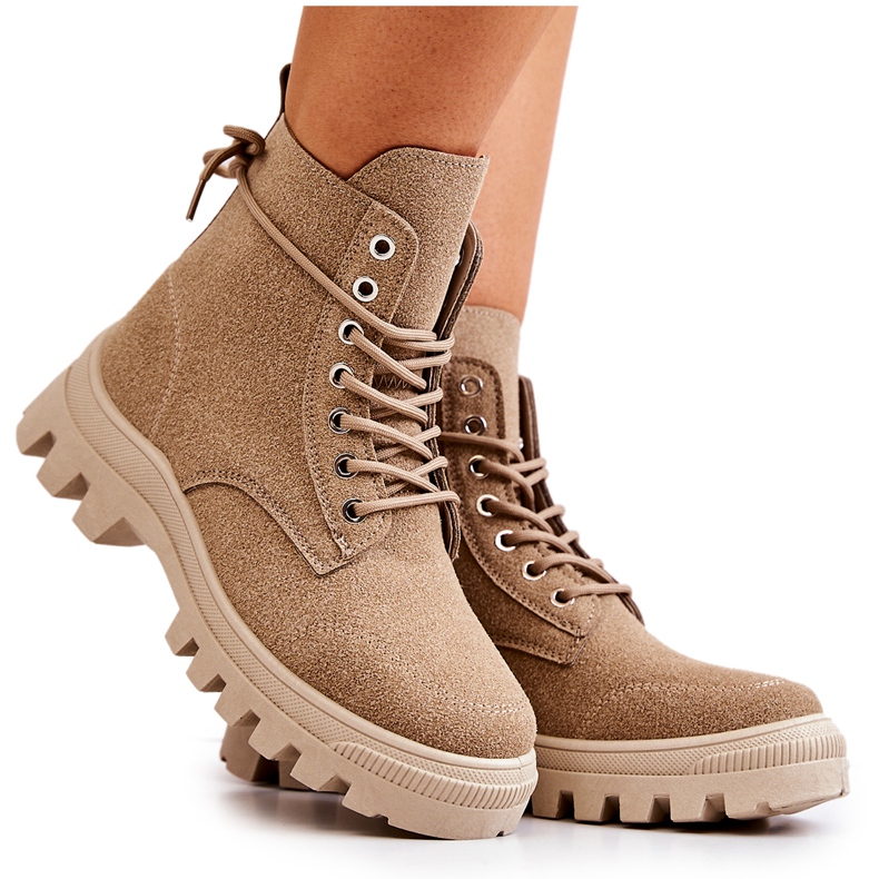 PS1 Stivali in suede beige scuro con allacciatura Hurricane