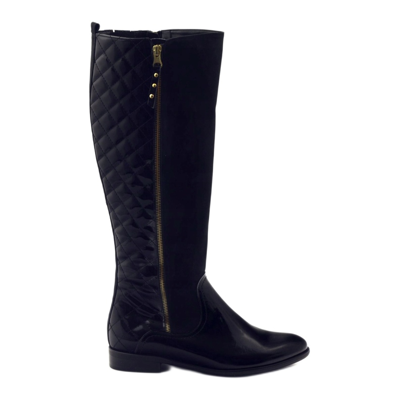 BM Stivali da donna trapuntati in vernice nera 1800 nero