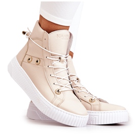 PK1 Sneakers in pelle con stivale alto Beige Ashlee
