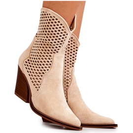 FB1 Stivali da cowboy traforati su un palo Beige Caroline