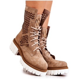 Stivali alti in pelle da lavoro Nicole Camel 2706 marrone