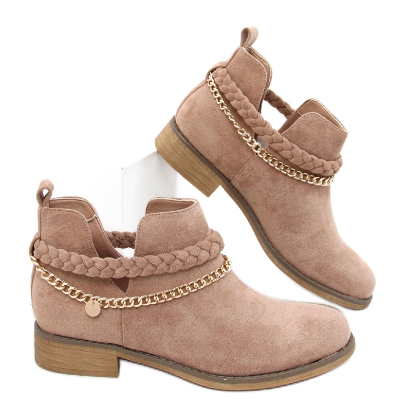 Stivali cut-out con catena Cupro Khaki beige