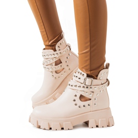 Stivali beige con borchie Kinney