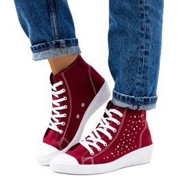 Sneakers bordeaux alla caviglia sulla zeppa Bondi rosso