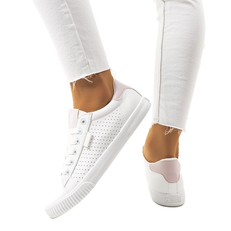 Sneakers bianche da donna Big Star HH274073 bianca rosa