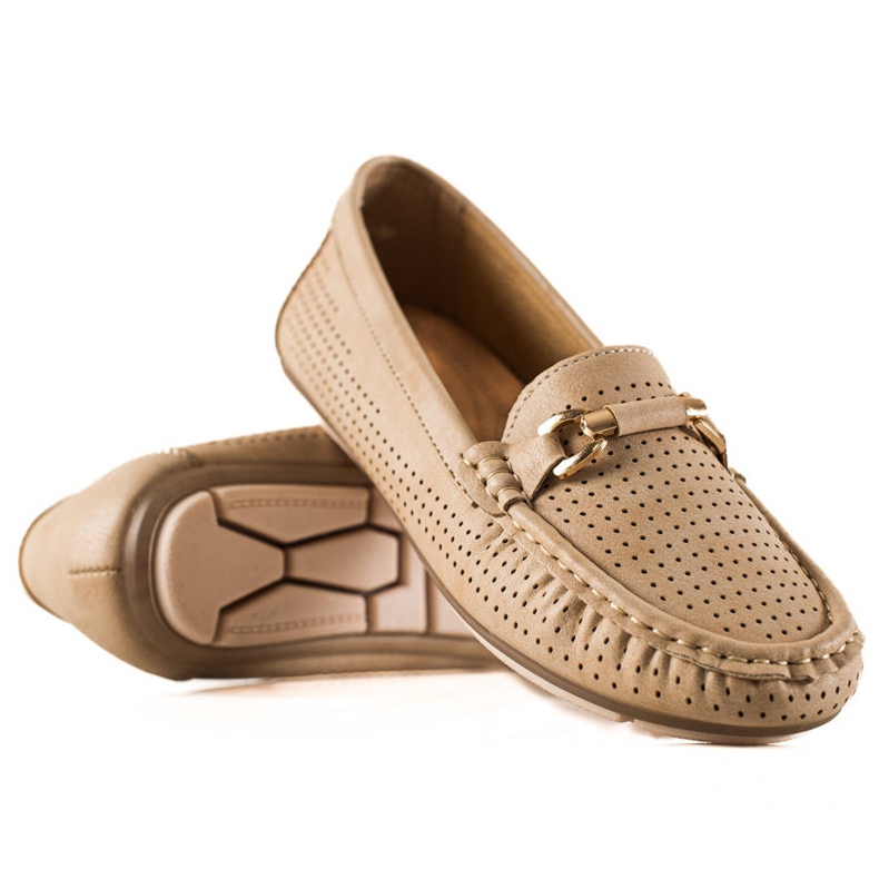 Primavera Mocassini traforati con ornamento beige