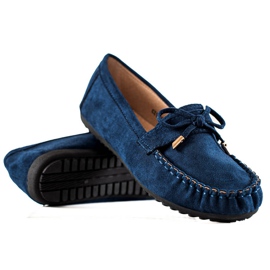 TRENDI Mocassini In Pelle Scamosciata Con Un Fiocco blu navy