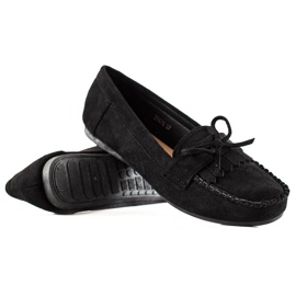 TRENDI Mocassini casual in pelle scamosciata nero