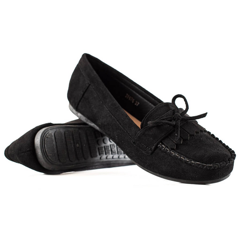 TRENDI Mocassini casual in pelle scamosciata nero