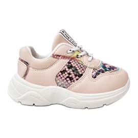 FR1 Scarpe Sportive in Pelle Pitone Rosa Gabbie