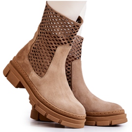 Stivali in pelle Workers Nicole Marrone chiaro 2711