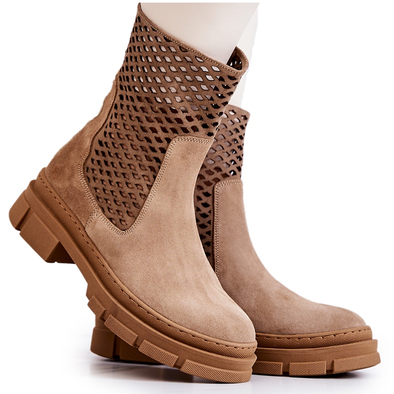 Stivali in pelle Workers Nicole Marrone chiaro 2711