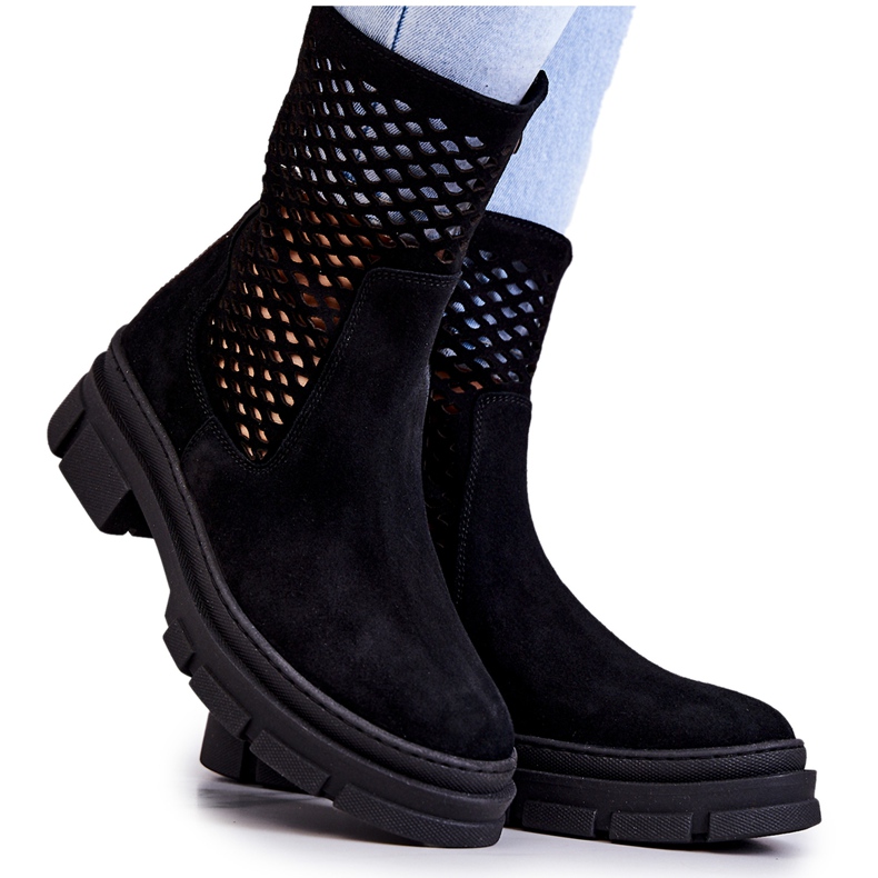 Stivali in pelle Workers Nicole Black 2711 nero